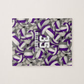 jongens paars grijs team kleuren volleybal legpuzzel (Horizontaal)
