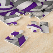 jongens paars grijs team kleuren volleybal legpuzzel (Zijkant)