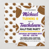 Jongens Paarse Gele Football Team Verjaardagsfeest Kaart (Voorkant / Achterkant)