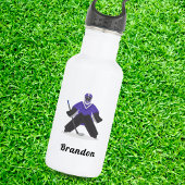 Jongens Paarse Ice Hockey Player & Name Winter Spo Waterfles