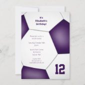 jongens paarse voetbal verjaardagsporten kaart (Voorkant)