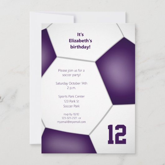 jongens paarse voetbal verjaardagsporten kaart (Voorkant)