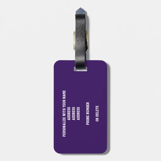 jongens paarse witte volleybalteamkleuren bagagelabel (Achterkant verticaal)