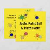 Jongens Paint Ball Pizza Verjaardagsfeest Kaart (Voorkant / Achterkant)