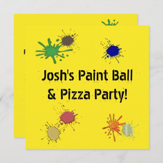 Jongens Paint Ball Pizza Verjaardagsfeest Kaart (Voorkant / Achterkant)