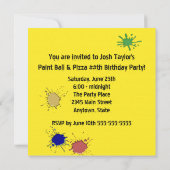 Jongens Paint Ball Pizza Verjaardagsfeest Kaart (Achterkant)
