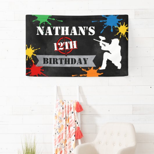 Jongens Paintball Sport Verjaardag Party Banner (Insitu)