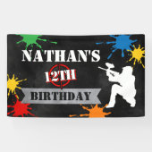 Jongens Paintball Sport Verjaardag Party Banner (Horizontaal)