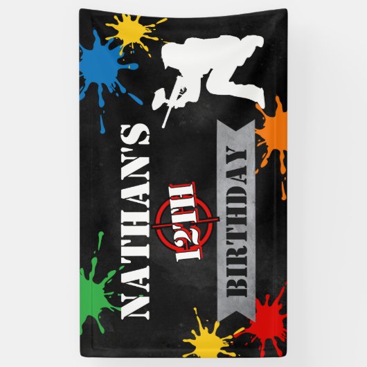Jongens Paintball Sport Verjaardag Party Banner (Verticaal)