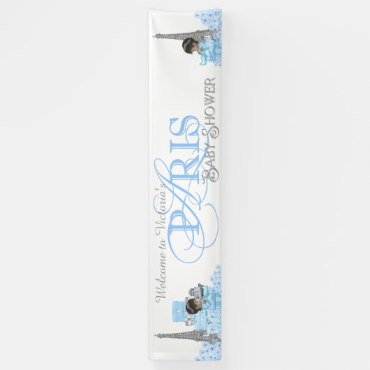 Jongens Paris Baby shower Banner (Verticaal)