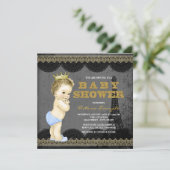 Jongens Paris Baby Shower Kaart (Staand voorkant)