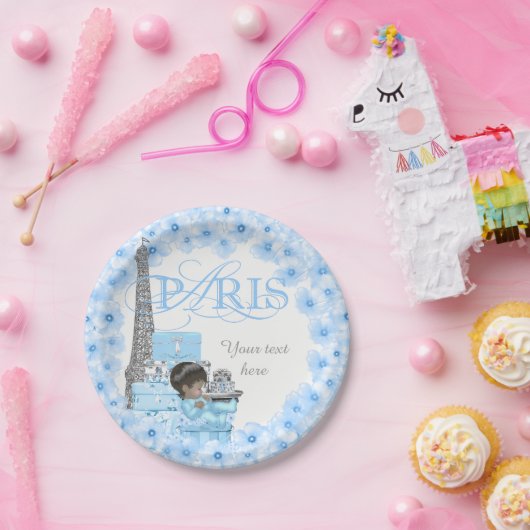 Jongens Paris Baby shower Papieren Borden Papieren Bordje (Feest)