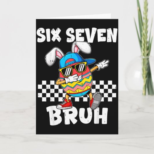 Jongens Pasen Grappige Dabbing Konijn Bruh Zes Zev Kaart (Voorkant)
