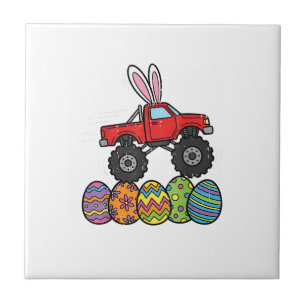 Jongens Pasen Monstertruck Gelukkige Pasendag Eier Tegeltje