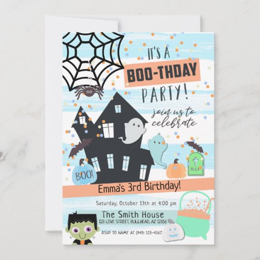 Jongens Pastel Halloween Feest Verjaardag Kaart (Voorkant)