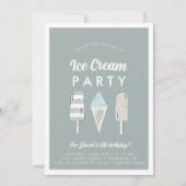 Jongens pastel ijs zomer verjaardagsfeestje kaart (Voorkant)