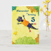 Jongen's persoonlijke Cartoon Birthday Card Kaart (Gele Bloem)