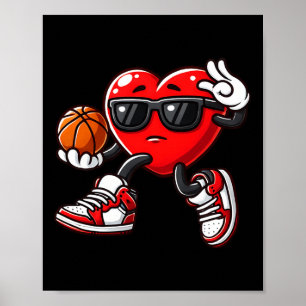 Jongens Peuter Schattige Hart Spelen Basketbal Val Poster
