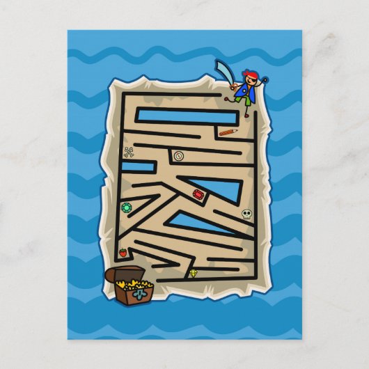 Jongens Pirate Treasure Hunt Puzzel spel Briefkaart (Voorkant)