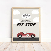 Jongens Pit Stop Rode Race Auto Verjaardagsfeest Poster