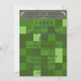 Jongens Pixel Gamer Verjaardagsfeestje Kaart