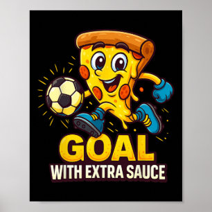 Jongens Pizza Thema Grappig Voetbal Doelpunt  Poster