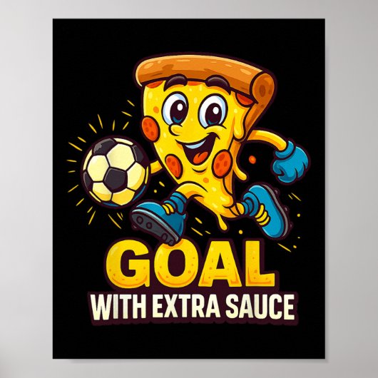 Jongens Pizza Thema Grappig Voetbal Doelpunt Poster (Voorkant)