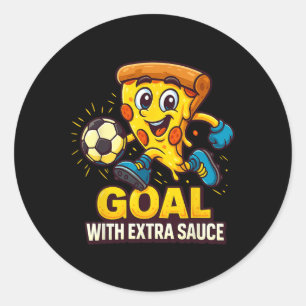 Jongens Pizza Thema Grappig Voetbal Doelpunt Ronde Sticker