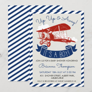 Jongen's  Plane Baby shower Invitation Kaart