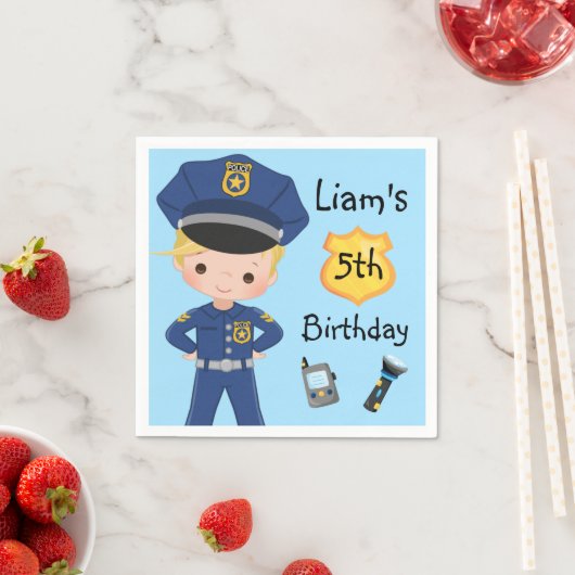 Jongens Politieagent Cop Verjaardagsfeestje Servet (Insitu)