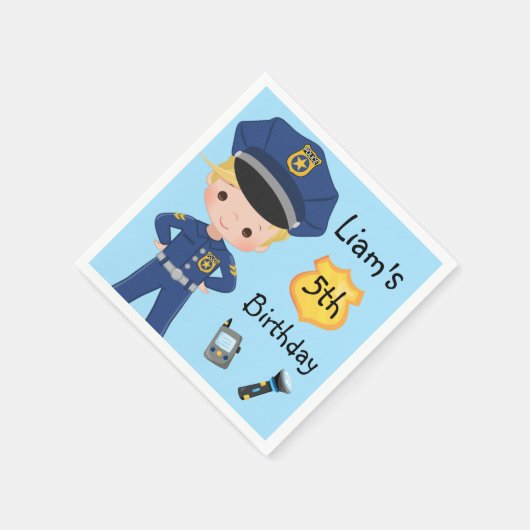 Jongens Politieagent Cop Verjaardagsfeestje Servet (Hoek)