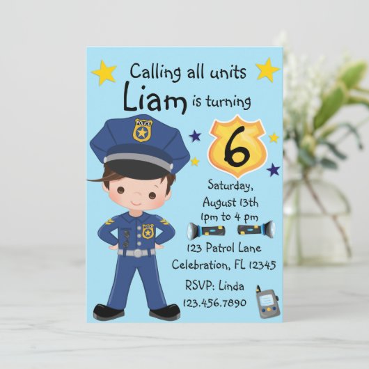 Jongens Politieagent Verjaardag Kaart (Staand voorkant)
