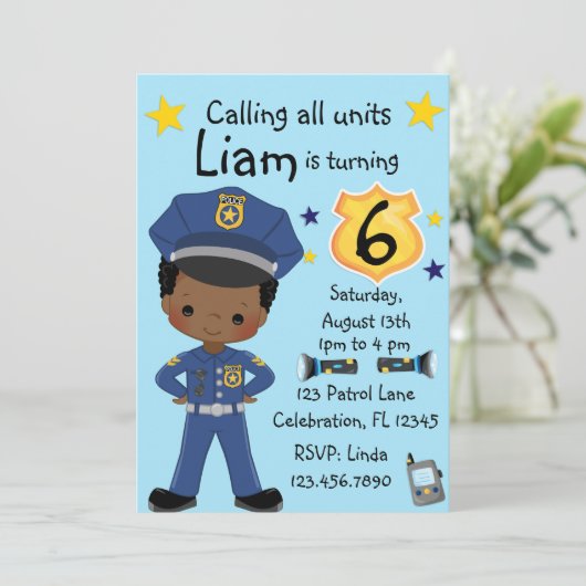 Jongens Politieagent Verjaardag Kaart (Staand voorkant)