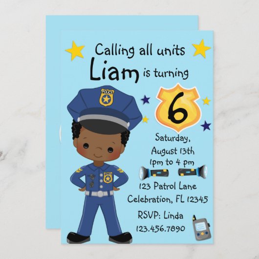 Jongens Politieagent Verjaardag Kaart (Voorkant / Achterkant)