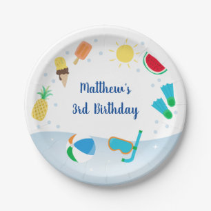 Jongens Pool Ice Cream Sunshine Birthday Papieren Bordje