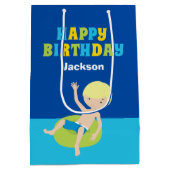 Jongens Pool Party Custom Kids Verjaardag Medium Cadeauzakje (Achterkant)