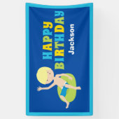 Jongens Pool Party Custom Kids Verjaardag Spandoek (Verticaal)