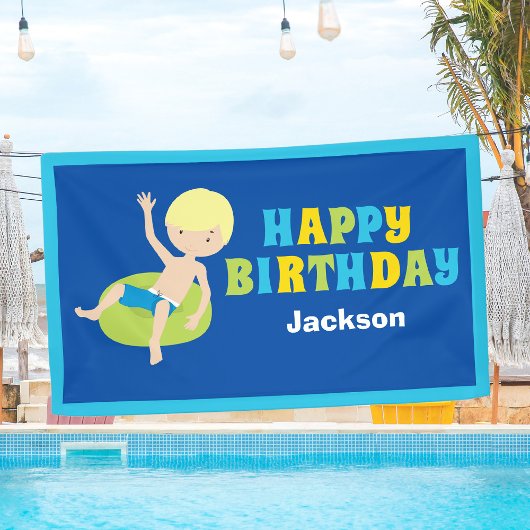 Jongens Pool Party Custom Kids Verjaardag Spandoek