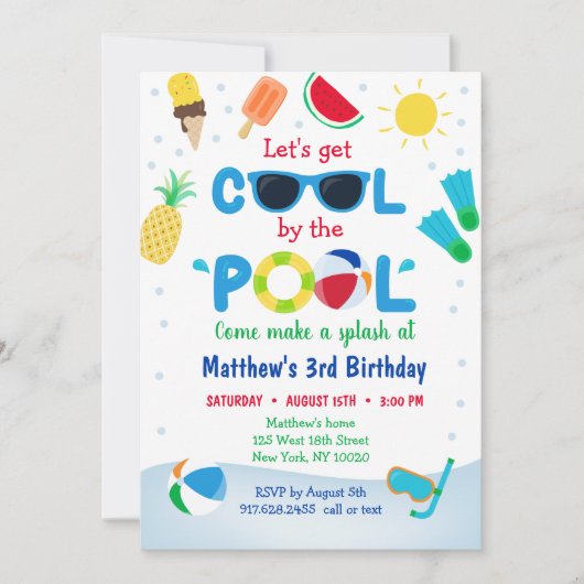 Jongens Pool Party Laten we Koel Birthday halen Kaart (Voorkant)