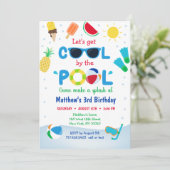 Jongens Pool Party Laten we Koel Birthday halen Kaart (Staand voorkant)