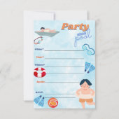 jongens poolpartij-uitnodiging kaart (Voorkant)