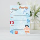 jongens poolpartij-uitnodiging kaart (Staand voorkant)