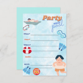 jongens poolpartij-uitnodiging kaart