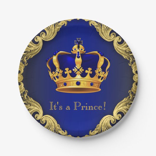 Jongens Prince Baby shower Papieren Borden Papieren Bordje (Voorkant)