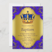 Jongens Prins Doop Koninklijk Blauw en Goud Kaart (Achterkant)
