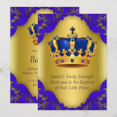 Jongens Prins Doop Koninklijk Blauw en Goud Kaart (Voorkant / Achterkant)