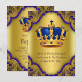 Jongens Prins Doop Koninklijke Blauwe en Gouden Kr Kaart (Voorkant / Achterkant)