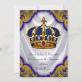 Jongens Prins Doop Royal Blue Gold Ruby Crown Kaart (Voorkant)