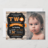 Jongen's Pumpkin 2e verjaardag Foto Kaart (Voorkant)