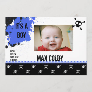 Jongen's Punk Rock Birth Announcement Aankondiging